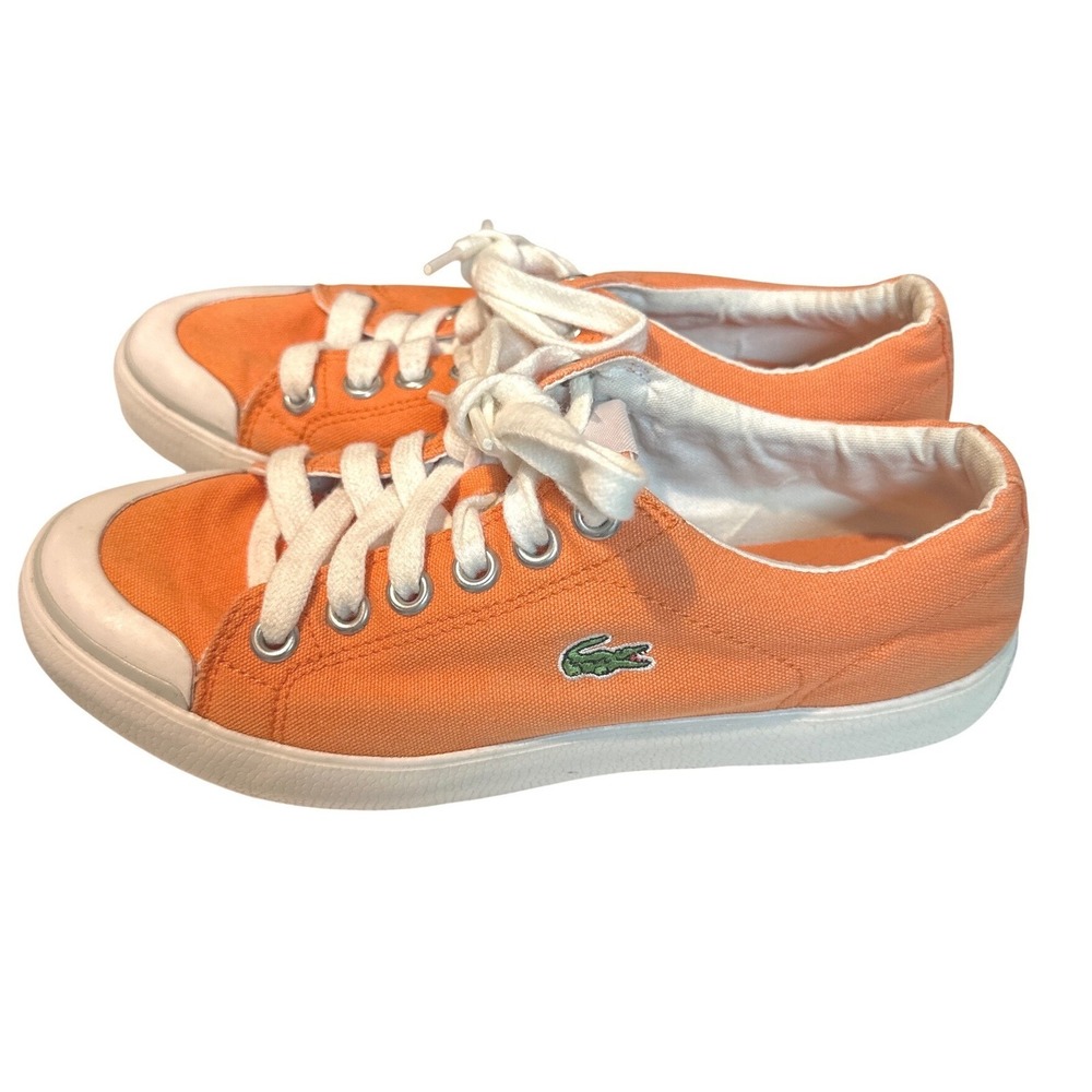 Lacoste Orange Canvas Low Top Sneakers Tennis Shoes Women's 6.5 Preppy
